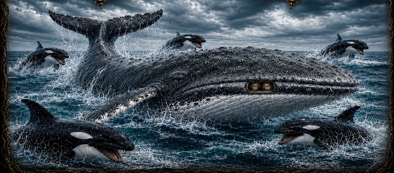 Aquila being attacked by pilot whales
