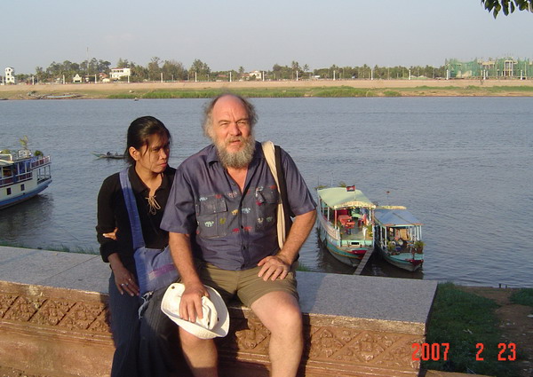 sitting in front of the Tonle Sap River