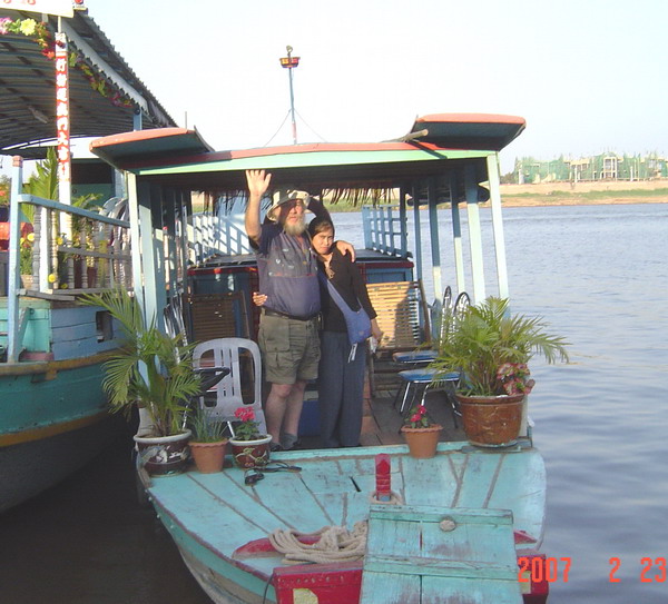 boarding our ride for the short tour of the Tonle Sap - Mekong Rivers Junction