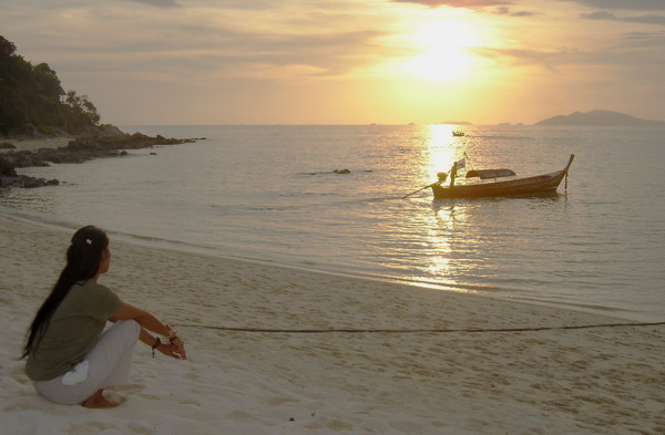 sunset over the beach