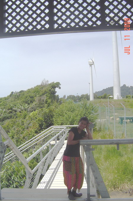 Ann in front of the windmills