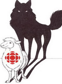 CBC - wolf shadow behind sheep CBC